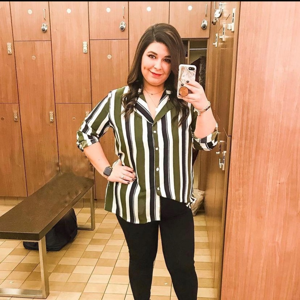Boohoo striped “boyfriend” blouse